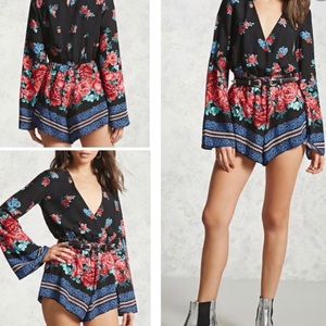 Floral Bell Sleeve Romper from Forever 21